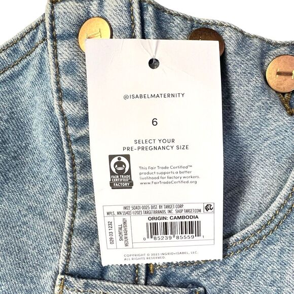 New Isabel Maternity Denim Shortalls Size 6 Romper Shorts Jumpsuit Jeans NWT - Picture 7 of 16